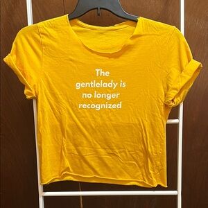 Cropped Distressed DIY Yellow Graphic Tee The Gentle Lady is no longer rec. S